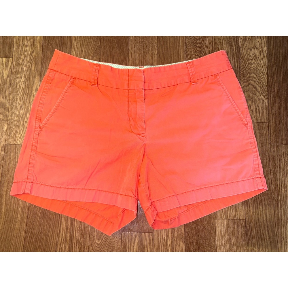 J.Crew Broken-In Chino Shorts Womens 8 Coral Orange Cotton MidRise 3 Inch Inseam